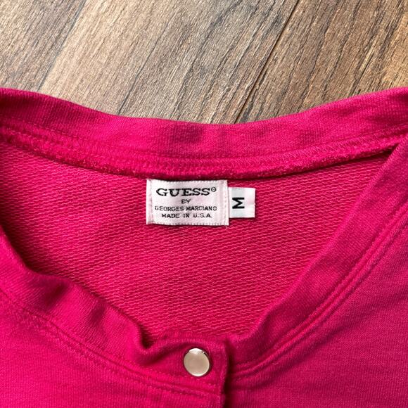 Vintage 80s Guess By Marciano Cardigan Sweater Women's Medium Pink Preppy 4439 - Picture 4 of 16